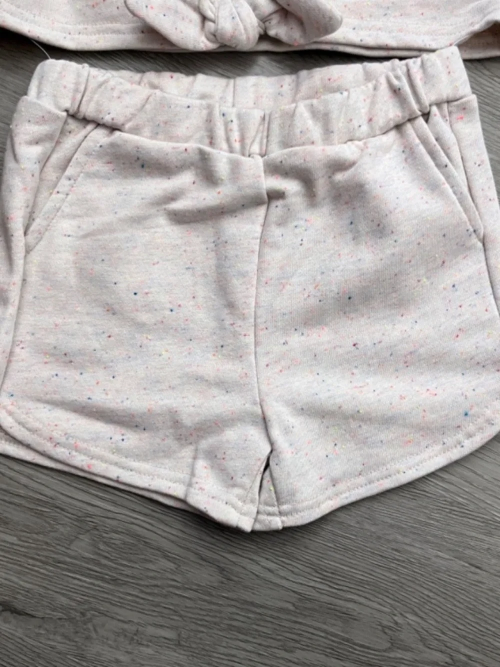 Andy & Evan Girls 2 Piece James French Terry Tie Front Top & Short Set, Love 6
